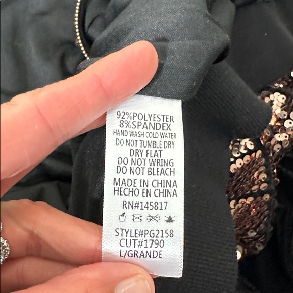 Privy Rose Gold Sequin Bomber velour Jacket Large - Picture 9 of 9
